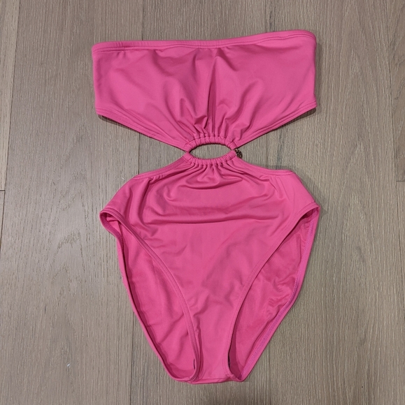 Pink Cutout One-Piece Swimsuit - Picture 1 of 10